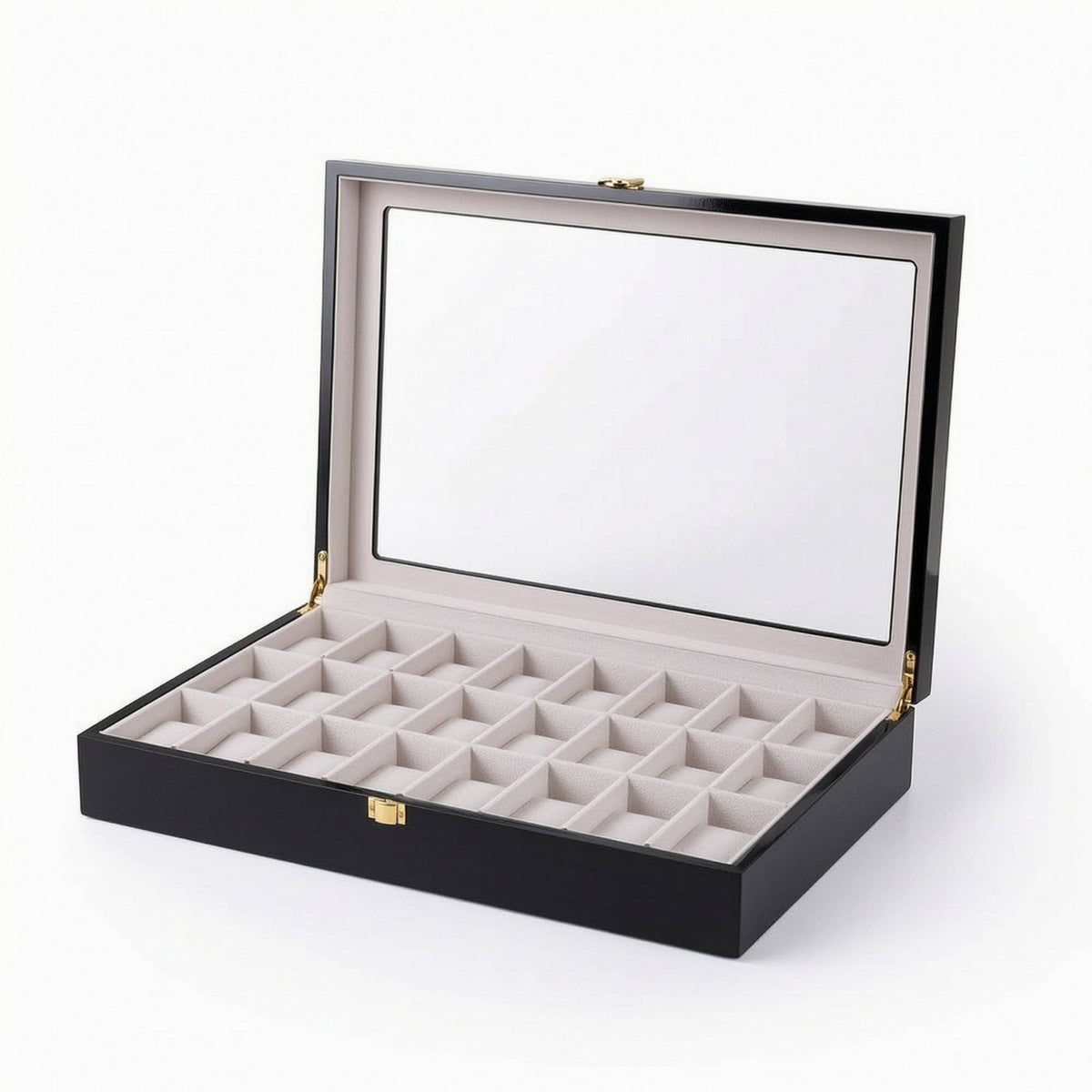 Watch Box with Clear Lid Rectangular Watch Case with Glass Lid Sheltering Organizer for Dresser