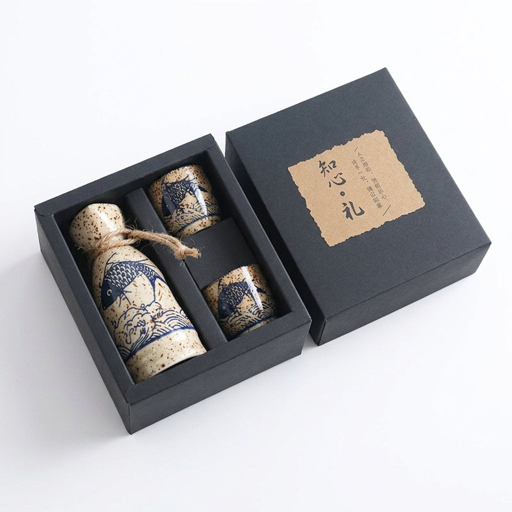 Japanese Ceramic Sake Set, Minimalist Style
