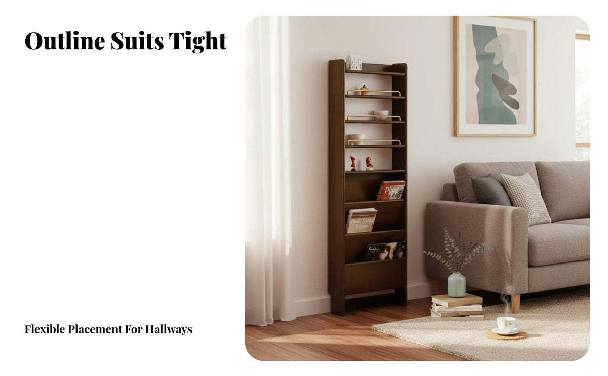 Space-Saving Design Slim Entryway Cabinet flexible Placement Storage Furniture Multi-Room Use Shelf Unit mid-centuryera Modern aesthetic for Apartment Dwellers, Homeowners, Renters, Small Spaces, Hallway