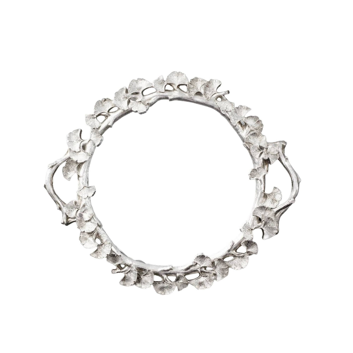 Ginkgo Leaf Tray Silver Tray with Mirrored Glass Base Elegant for Vanity