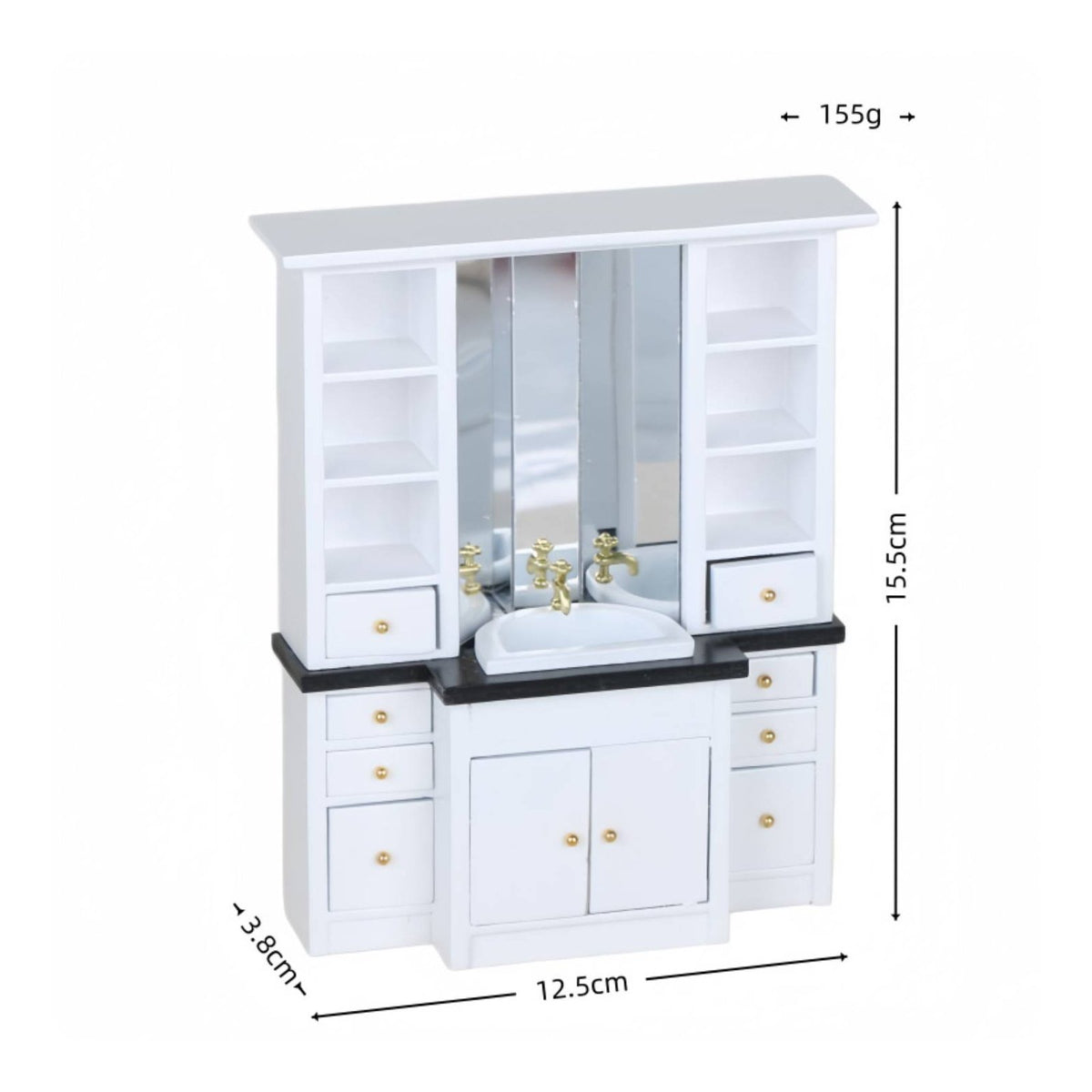 Miniature Vanity with Mirror Wooden Dollhouse Vanity Decorative for Children