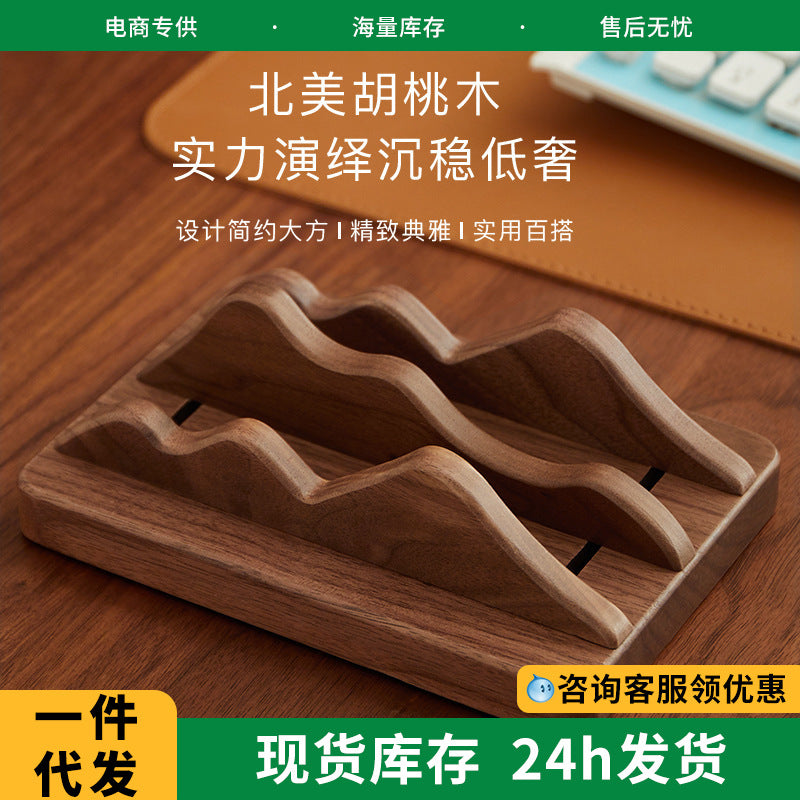 Solid Wood Desktop Storage Rack for Laptops, Adjustable Multi-Function Organizer