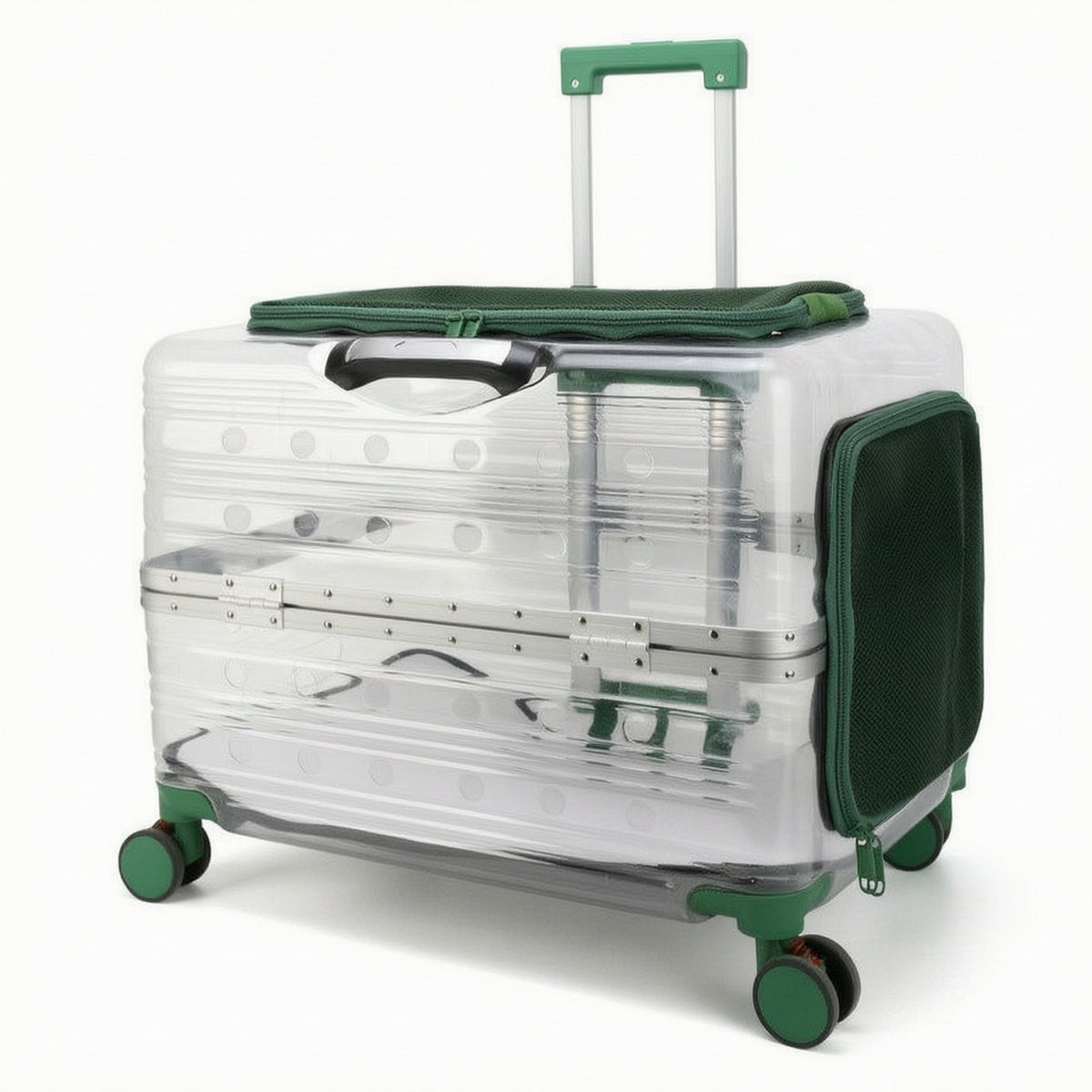 Pet Carrier with Wheels Transparent Pet Carrier Suitcase Breathable for Airport
