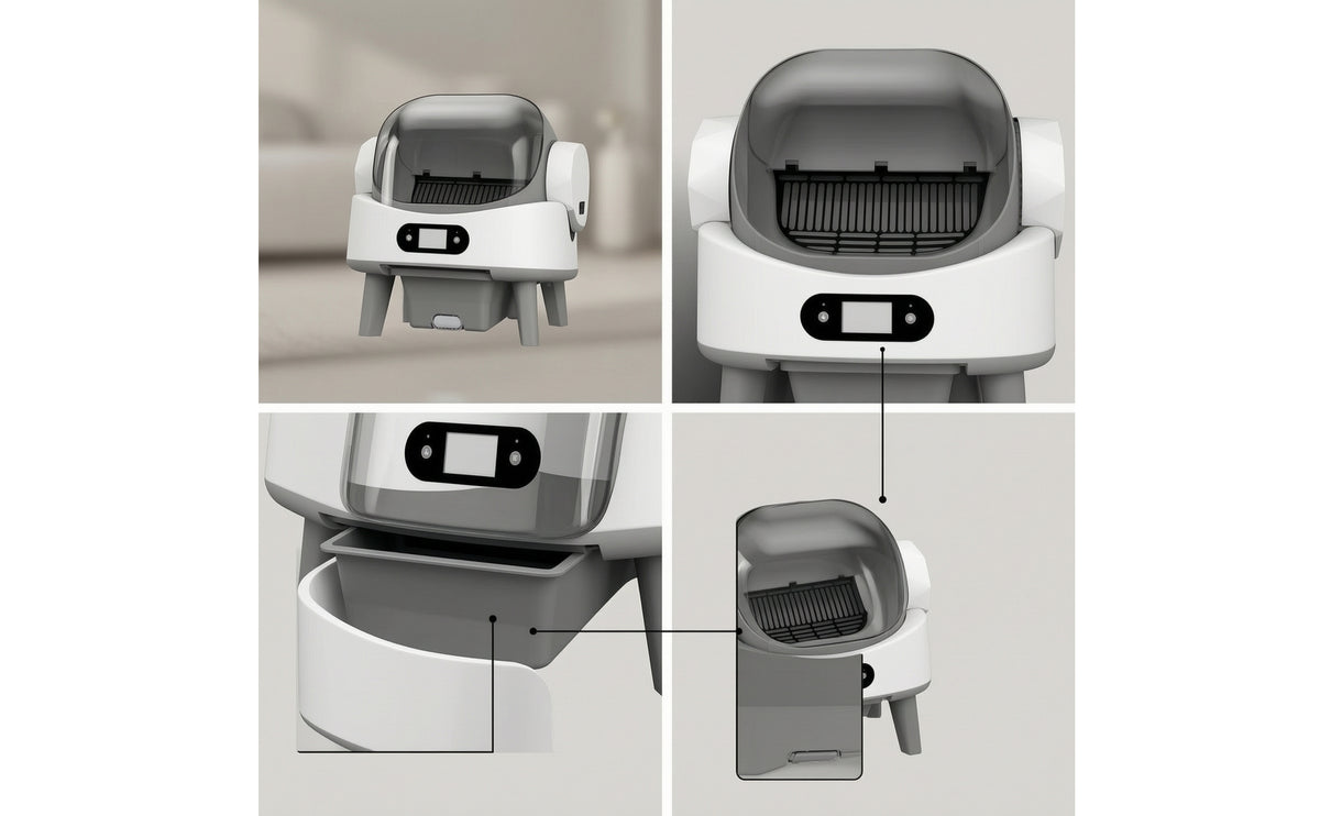 Compact Smart Self-Cleaning Cat Litter Box Raised Self-Cleaning Cat Litter Box for Apartments, Living Room