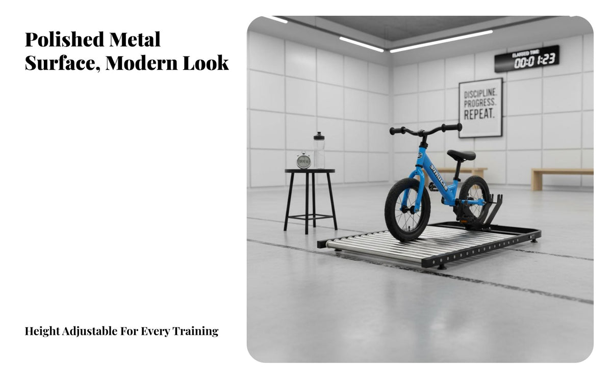 Extended Version Balance Bike Training Rollers Stable Two-Wheeler Roller Stand Anti-Slip Design Indoor Cycling Stand Low Noise for Children, Beginner Cyclists, Competition Warm-up, Playroom, Apartment, Garage