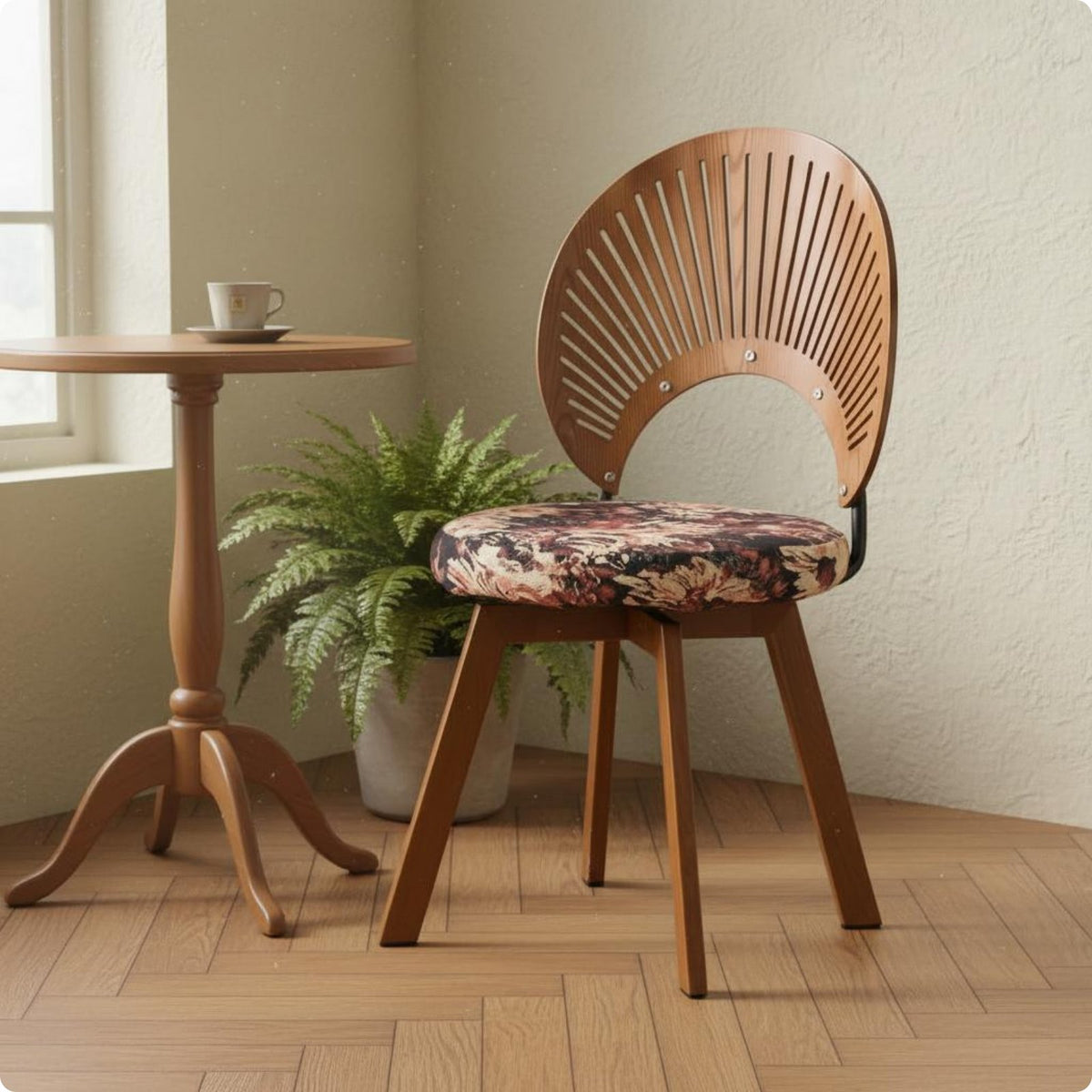 Rotating Shell Chair Sturdy Wood Home Furniture Easy to Clean for Cafe