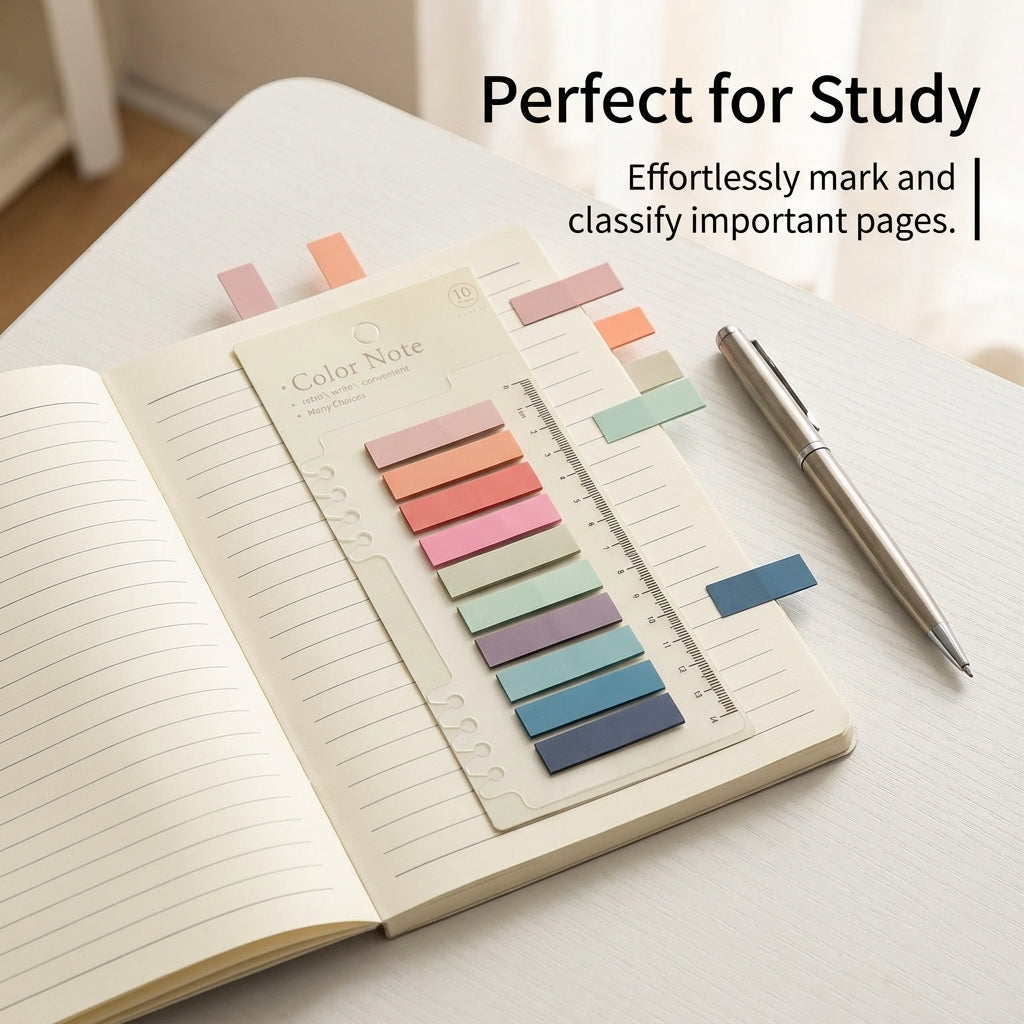 Transparent Sticky Tabs for Books, See Through Page Markers for Students, Repositionable Notebook Dividers Color Index Flags
