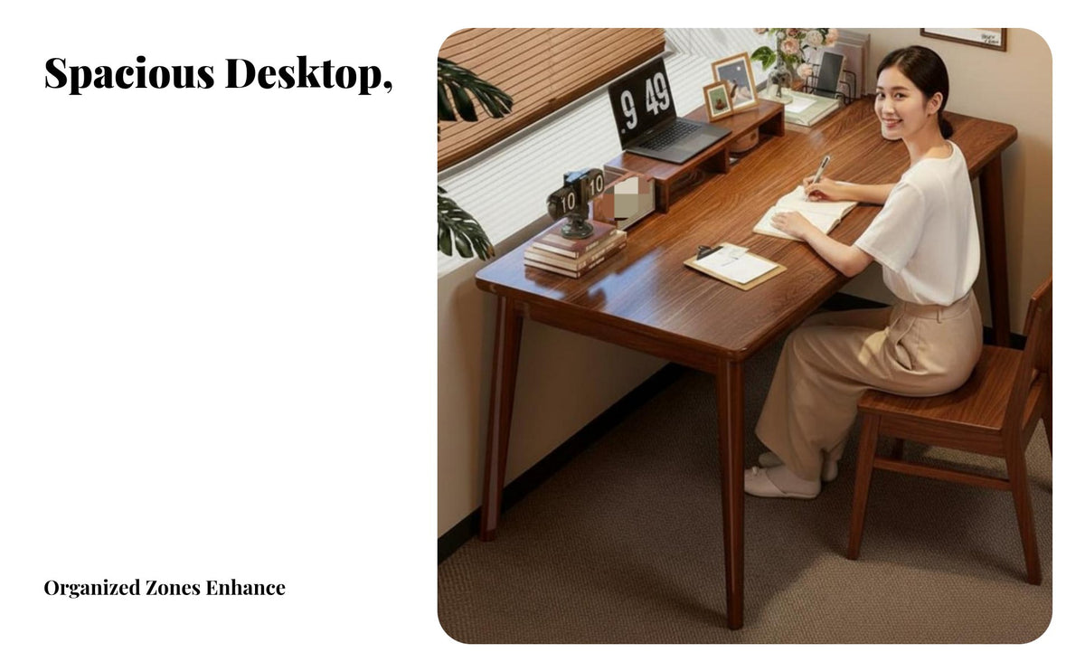 Minimalist Design Rectangular Wooden Desk Spacious Desktop Computer Table Thickened Legs Office Furniture Stable and Long-Lasting for Students, Home Workers, Professionals, Bedroom, Study Room, Dormitory