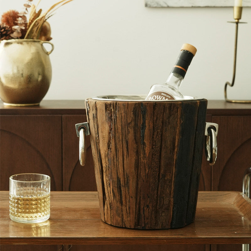 Imported Wooden Wine Bucket and Bar Tool Set