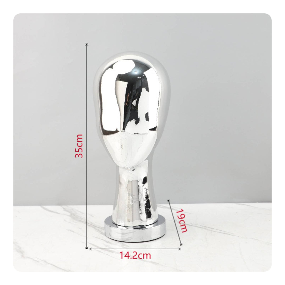 Mannequin Head Modern Style Silver Head Bust Art Stylish Aesthetic Table Ornament Display Stand