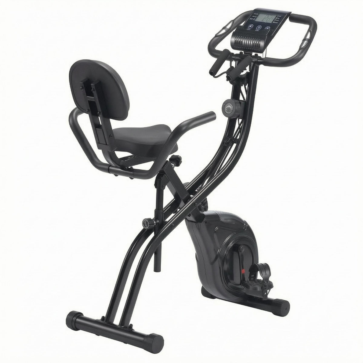Folding Exercise Bike Backrest Foldable Exercise Bike Padded Seat for Home Gym