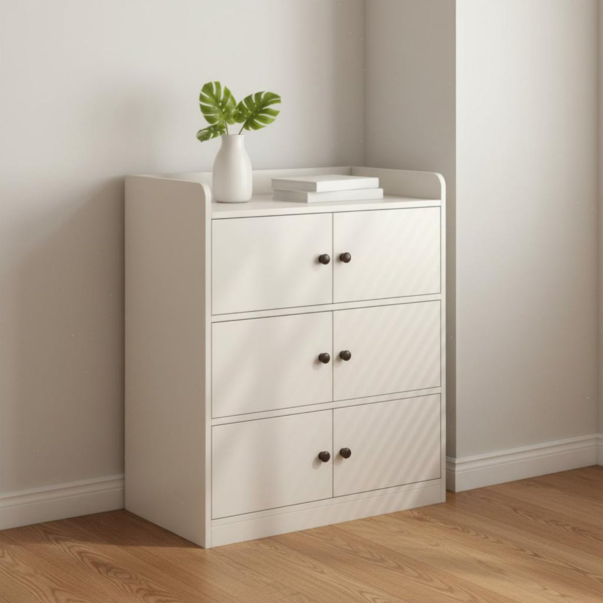 1 Piece Storage Cabinet Freestanding Cupboard Organizer Storage Cabinet with Doors High Capacity Wooden Furniture Suitable for Bedroom Living Room Hallway