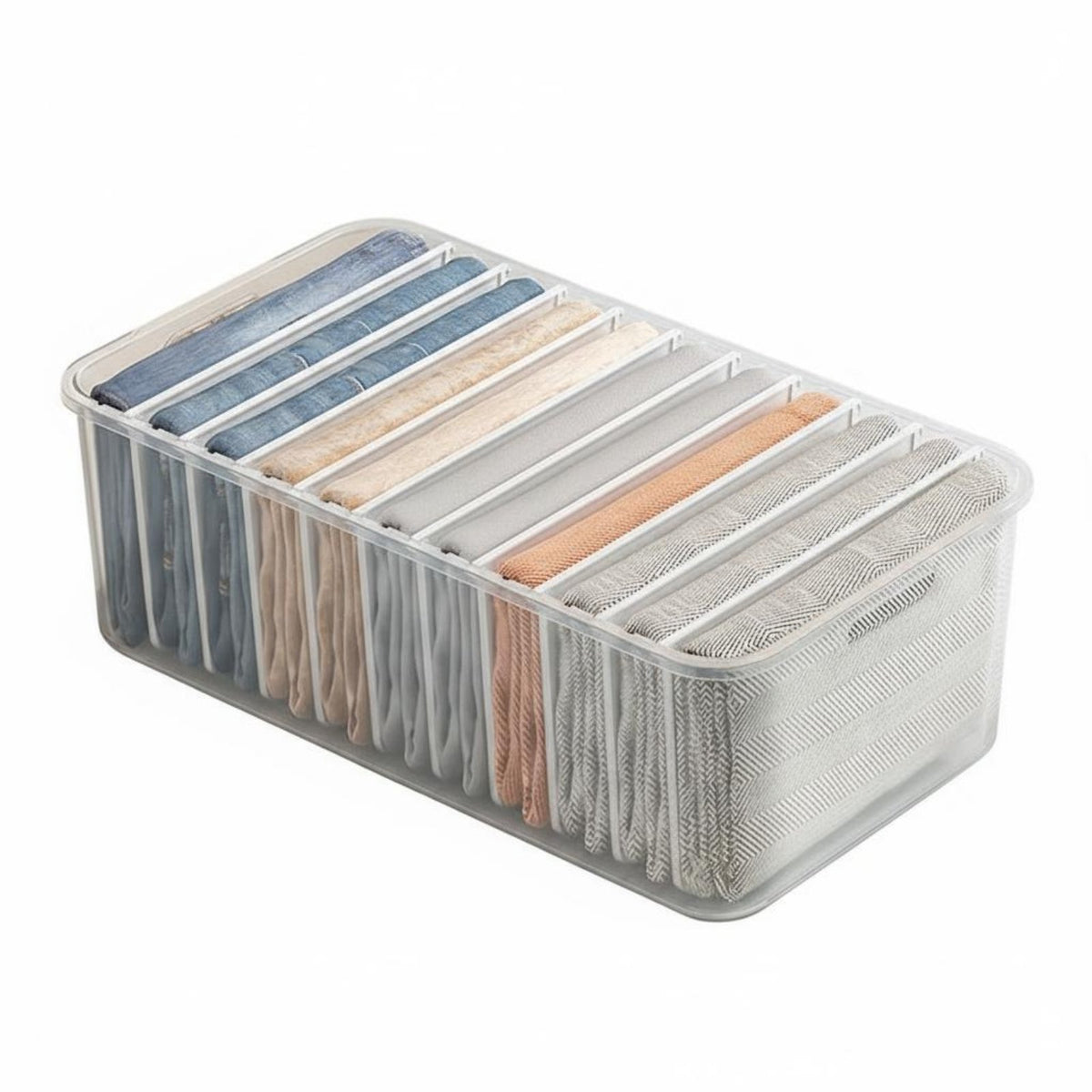 Pants Divider Box transparent Clothing Organizer Space-Saving for Closet, Drawer