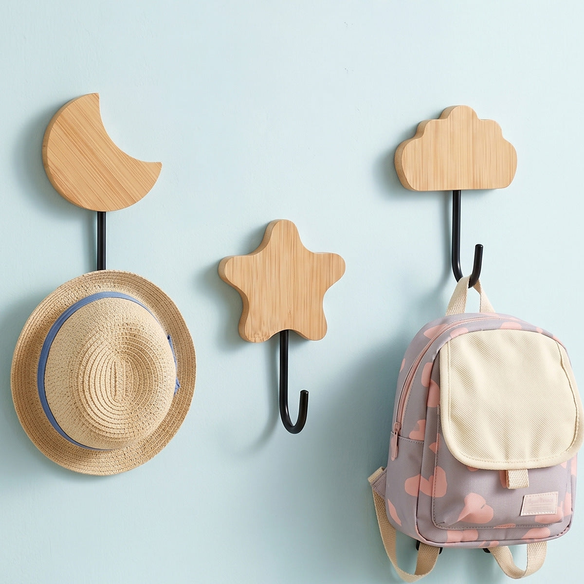 Adhesive Hook for Home, No-Drill Wall Hook for Bathroom Kitchen, Cute Cartoon Bamboo Wall Hook, Customizable Engraving