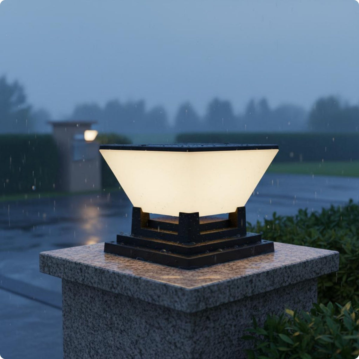 Solar Post Light Modern Design Garden Post Cap Lamp Warm Radiance