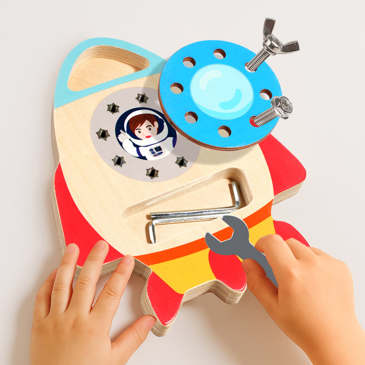 Nut Rocket Screw Toy - Wooden Montessori Early Education Game for Kids