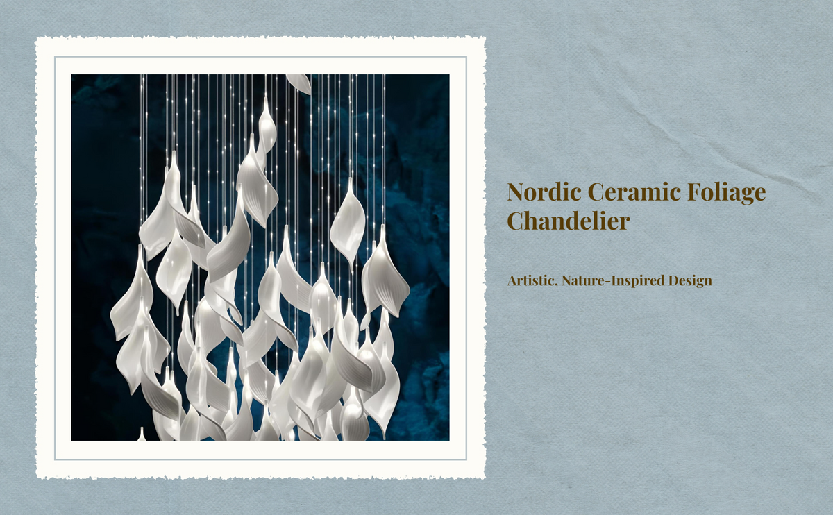 Nordic ceramic leaf chandelier, adjustable