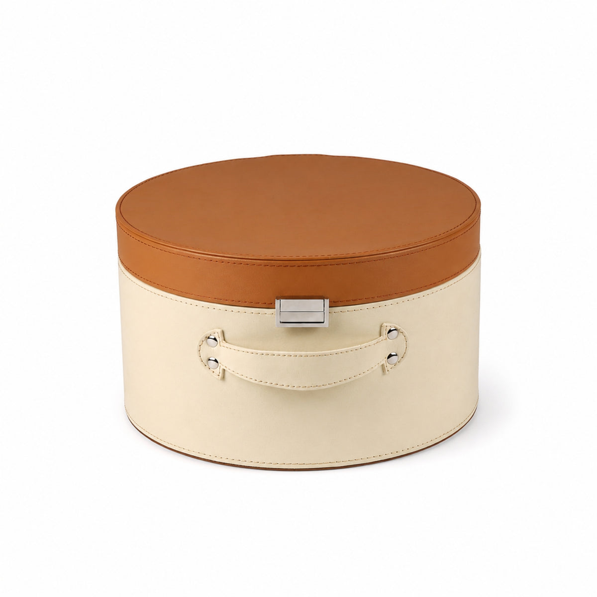 Round Storage Box with Lid Luggage-Styled Cylindrical Storage Box Decorative Cylindrical Container with Lid for Bedroom, Closet