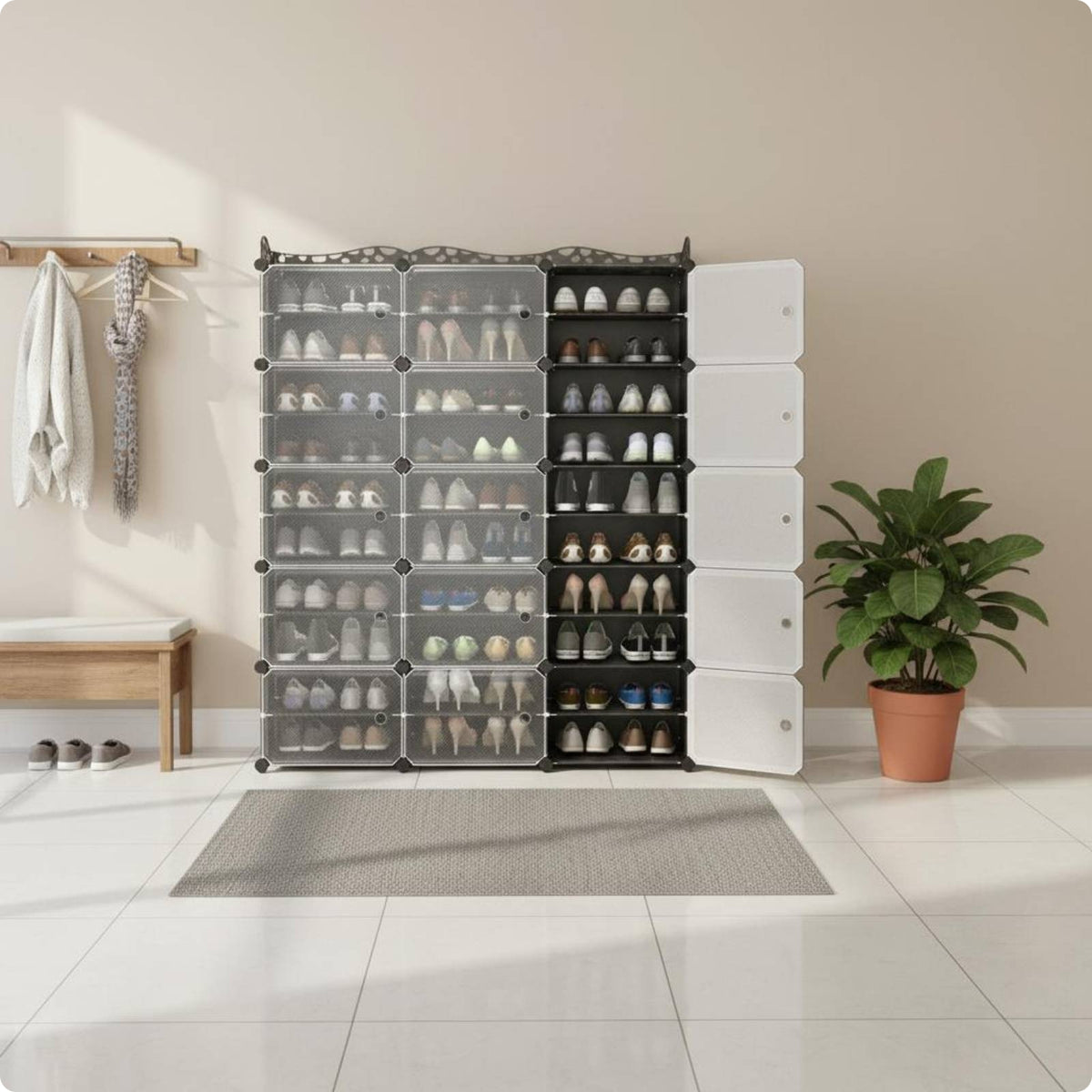 Stackable Shoe Organizer Stacked Dustproof Shoe Organizer Clear Front Panels
