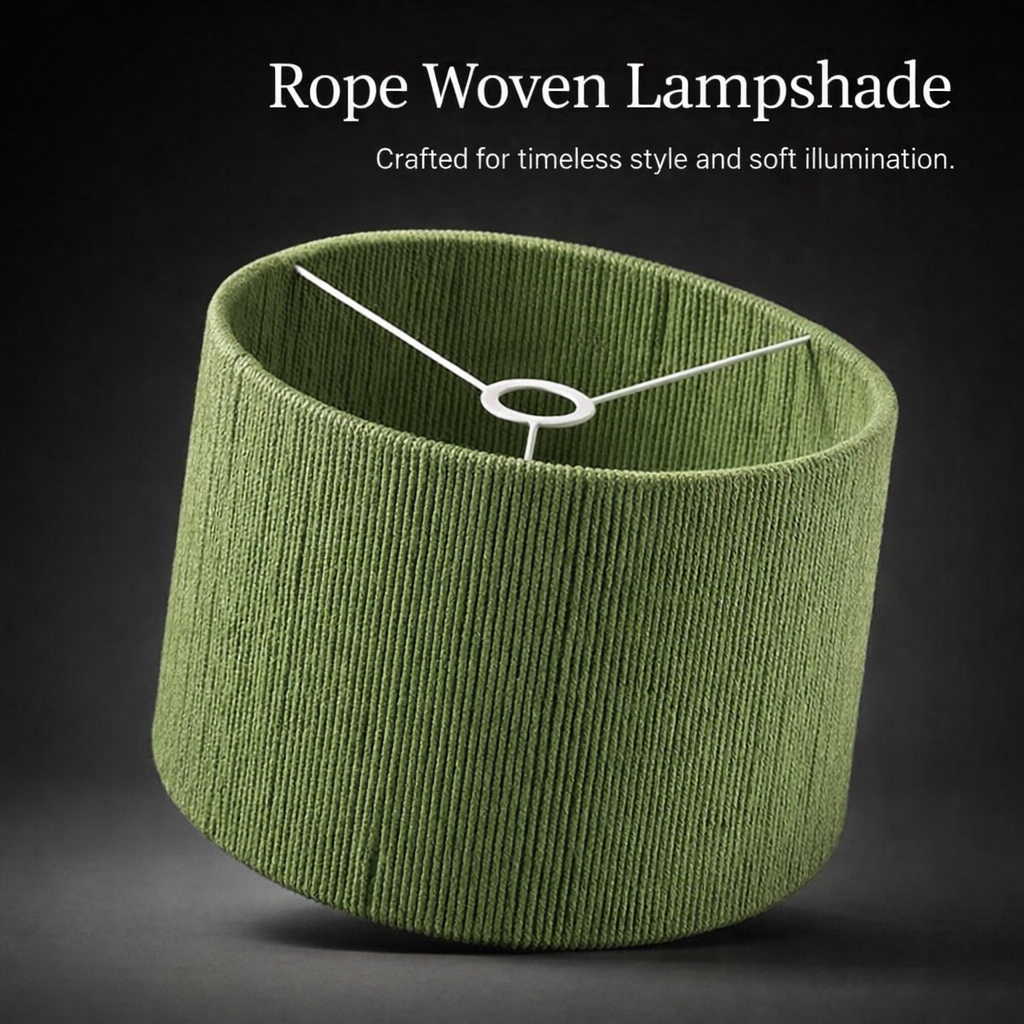 Lampshade with Woven Rope Texture for Table Lamps and Ceiling Fixtures, Drum for Bedroom Lighting and Pendant