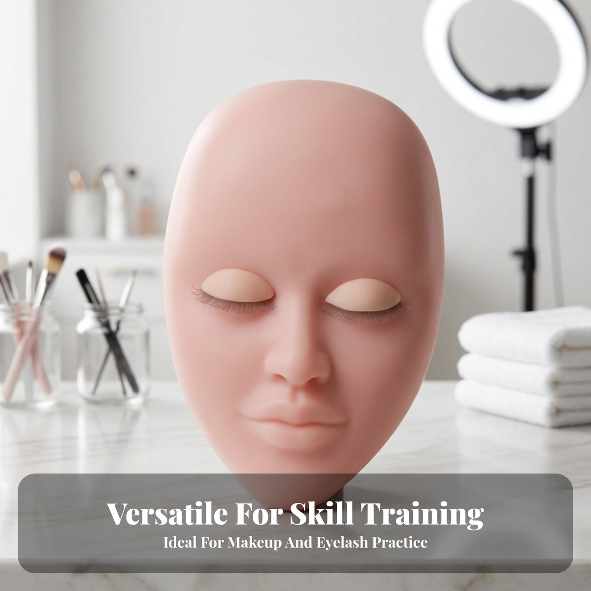 Eyelash Training Mannequin Removable Eyes Makeup Practice Face Eyelash Extension Mannequin Head Reusable Parts for Beauty School