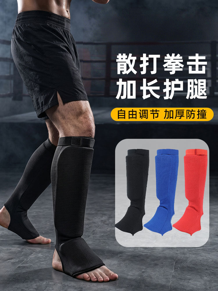 Boxing Shin Guards with Ankle and Foot Protection, EVA Martial Arts Knitted Leg Guards