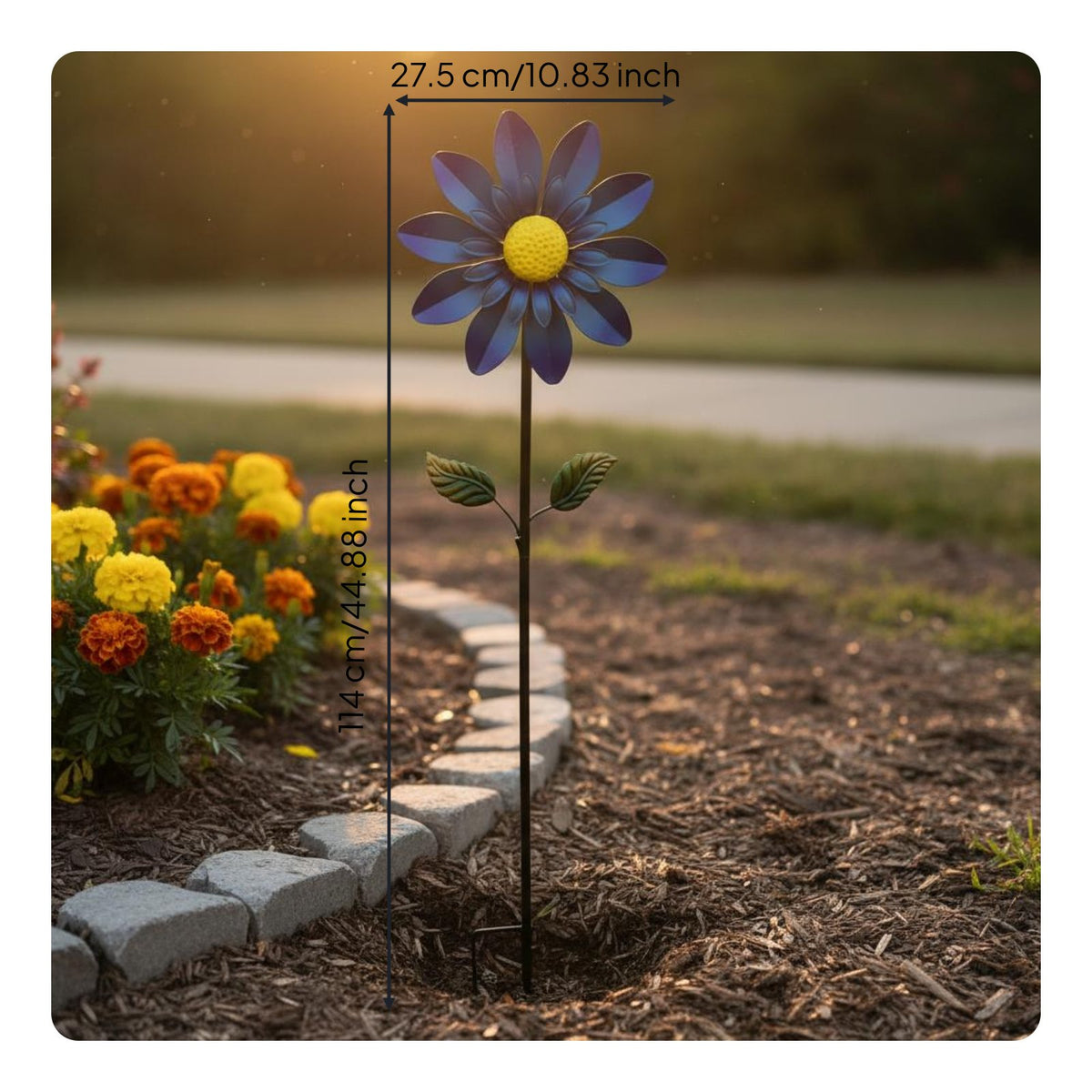 Rotating Flower Whirling Floral Ornament Colorful Metal Flower Stake