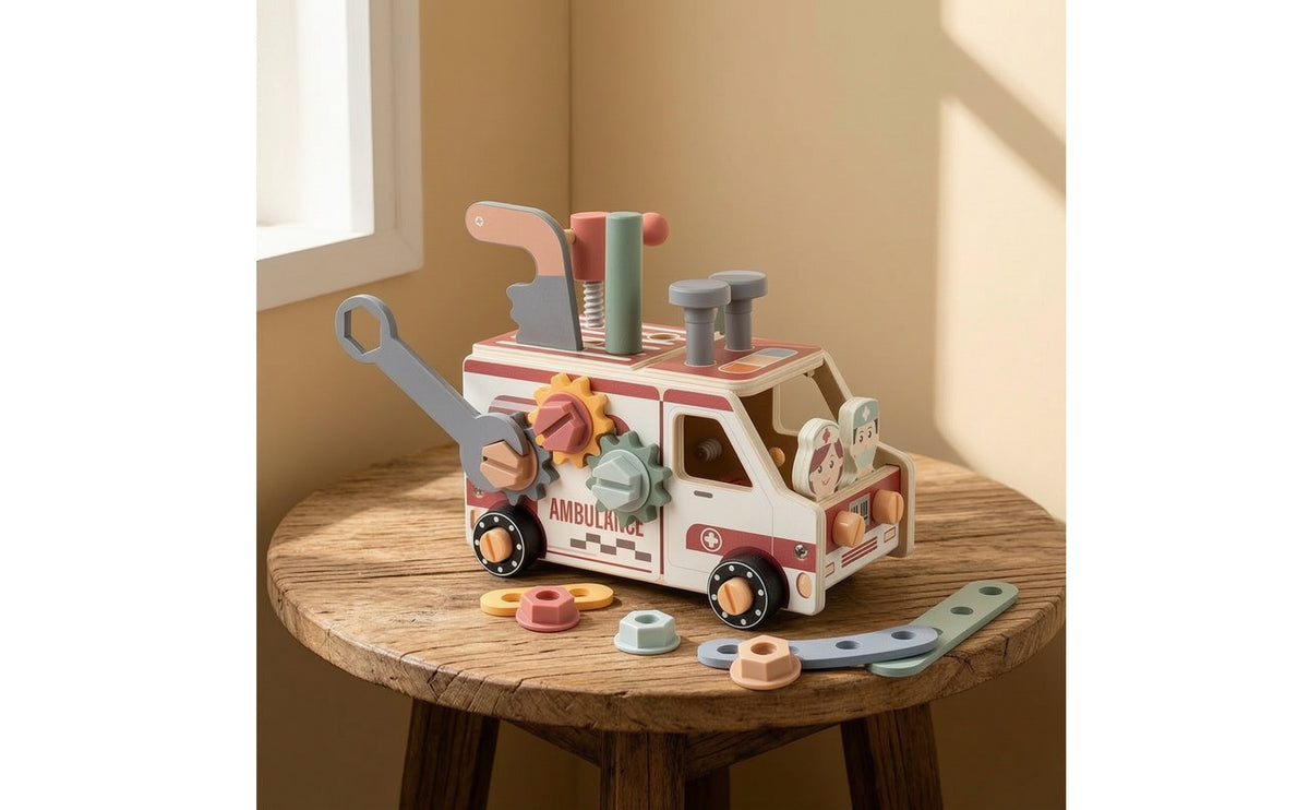 Pretend Play Kids Wooden Truck Tool Set Take-Apart Wooden Tool Truck Interactive Construction for Preschoolers