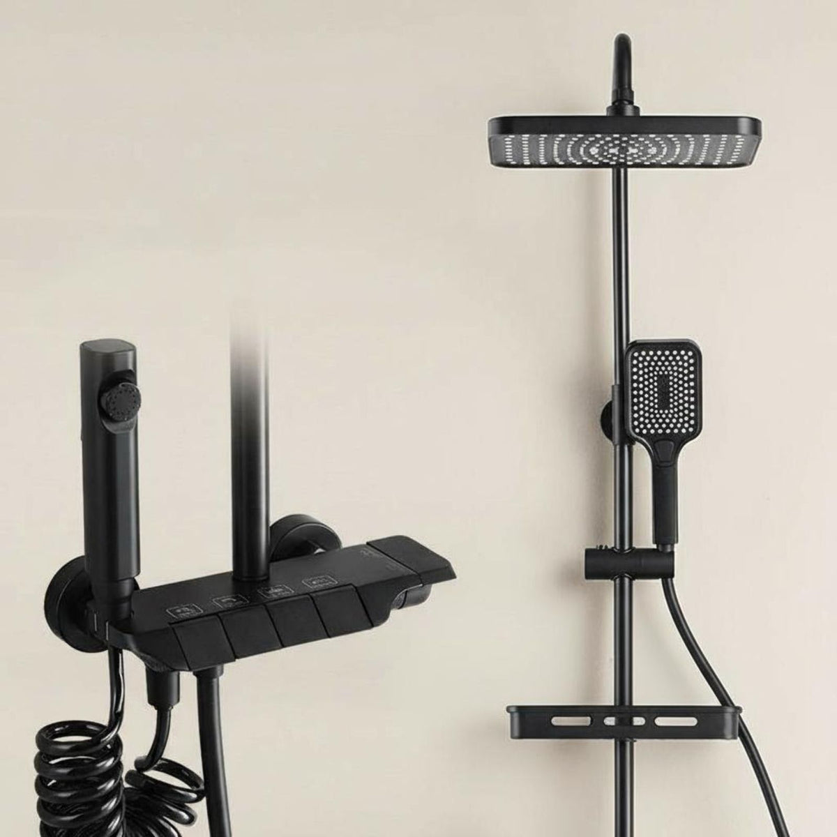 High-pressure matte black rainfall shower