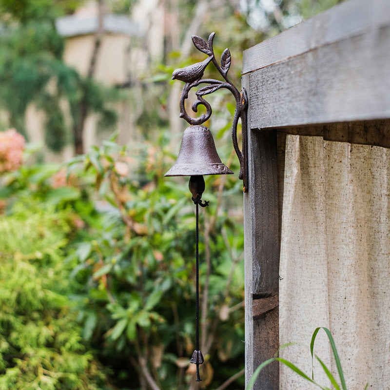 Rustic Iron Door Bell with Bird Decor