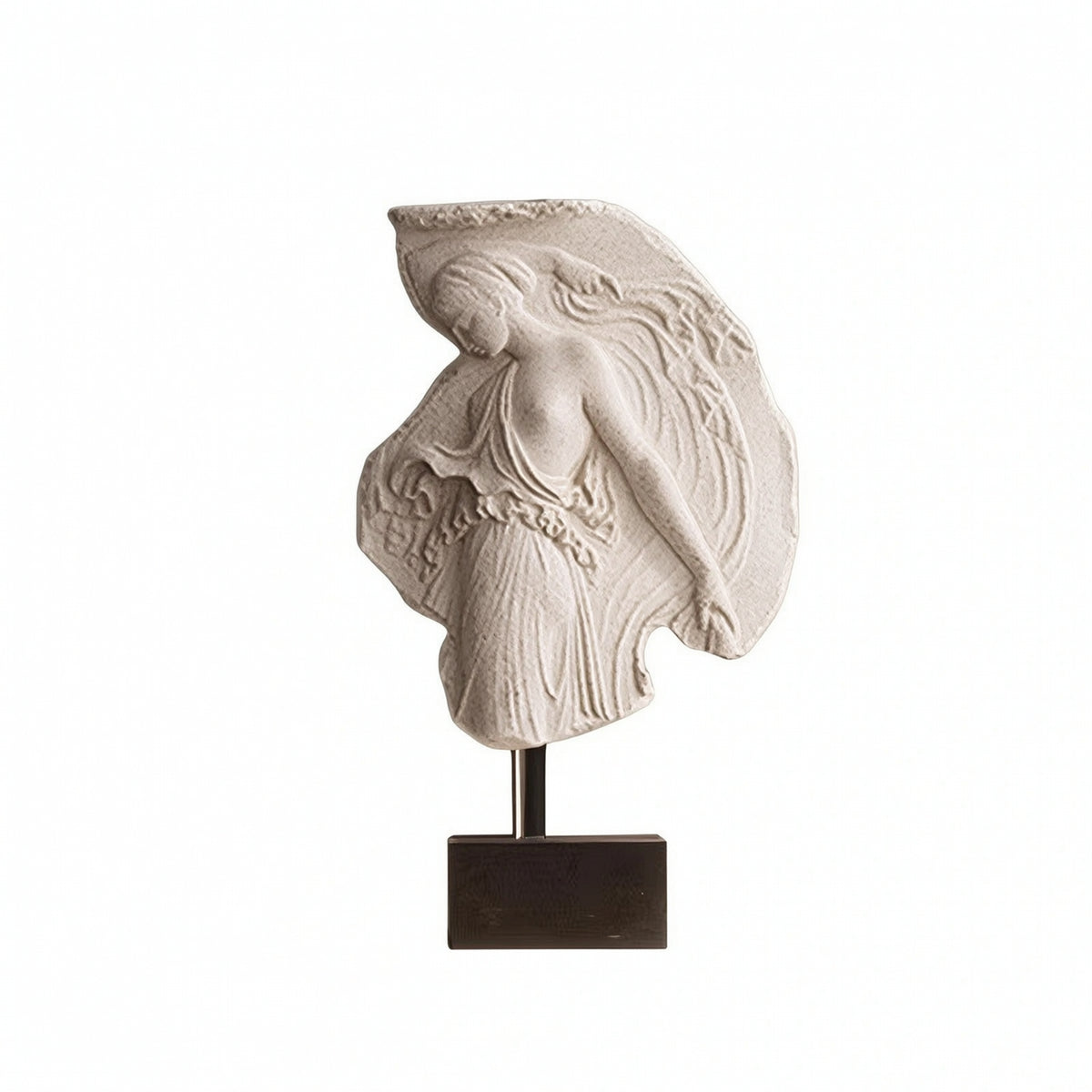 Female Relief Sculpture Elongated Sculpture with Metal Rod Decorative Woman Statue for Mantel
