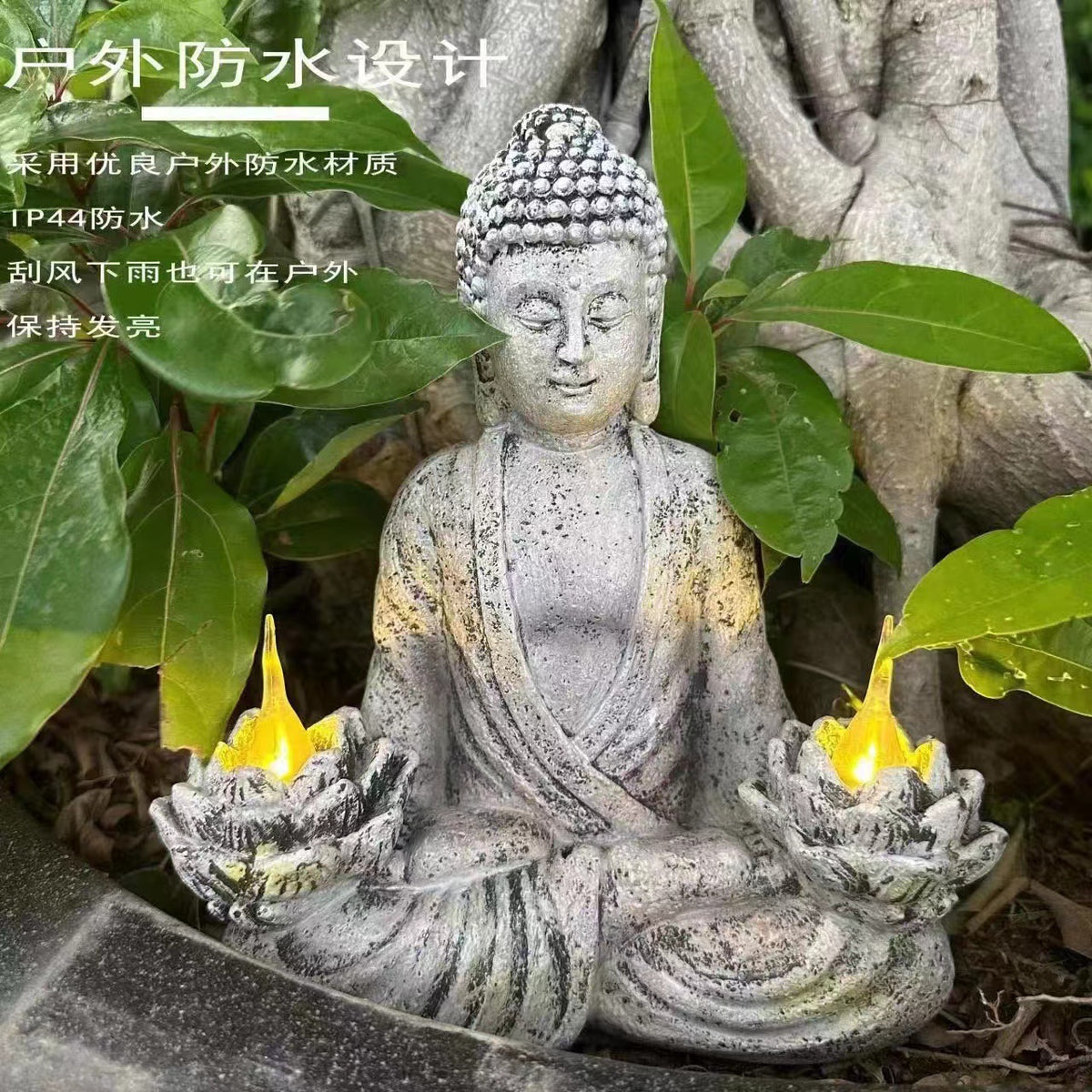 Zen Garden Buddha Statue Solar Light Resin Craft