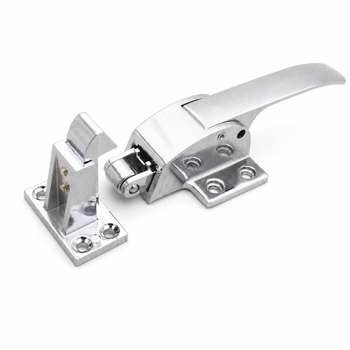 Polished Silver Latch Handle with Strike Block Compact Door Latch with Strike Residential Hardware Internal for Freezer, Cabinet
