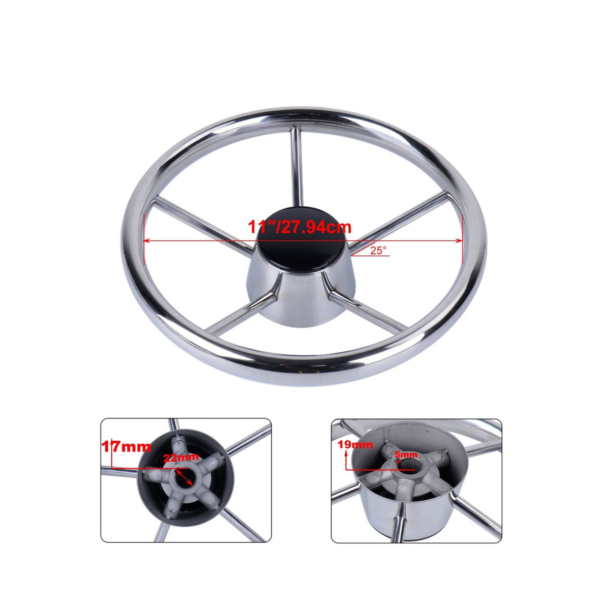 Marine Steering Wheel Universal Fit Stainless Steel Yacht Wheel