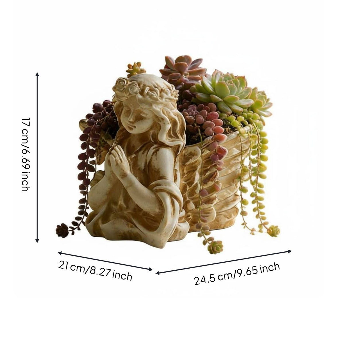 Praying Angel Planter European Design Succulent Pot Statue Decorative Ornament