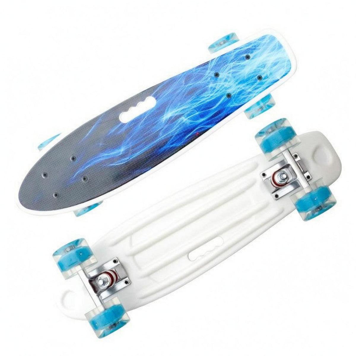Transparent Flashing Wheels aquaticShaped Skateboard Carry Handle Cutout Hand-Held Skateboard Printed Graphic Sports Gear High Load Capacity for Children, Adults