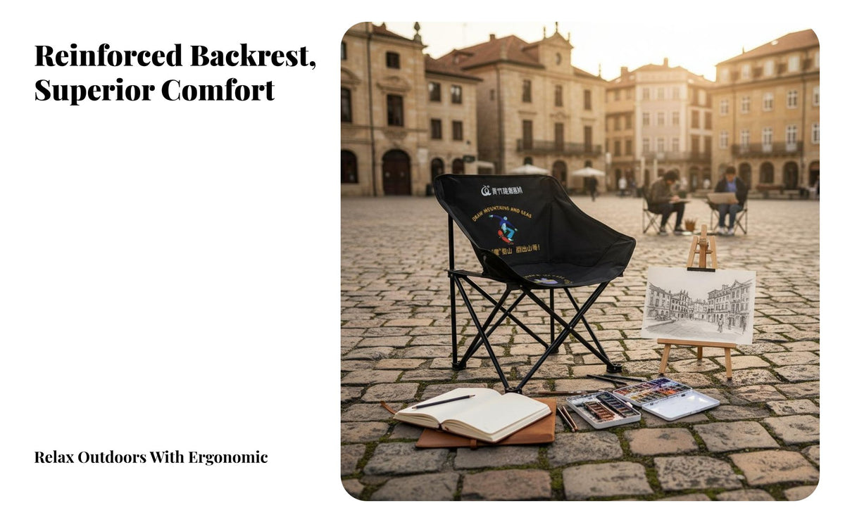 Portable Sketching Stool Foldable Design Artist Chair with Backrest Back Support Lightweight Fishing Chair for Artists, Fishers, Hiking, Picnic, Parks