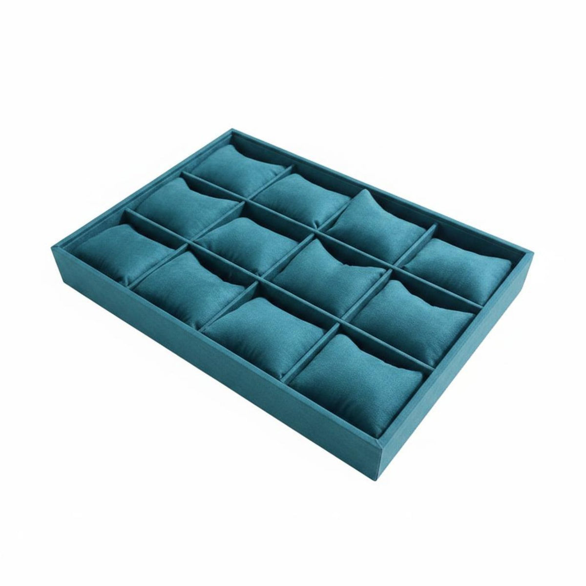 Velvet Jewelry Display Tray Multi Compartment 12-Slot Velvet Tray Cushioned Pillow Slot Organizer for Retail Sellers, Jewelers, Countertop