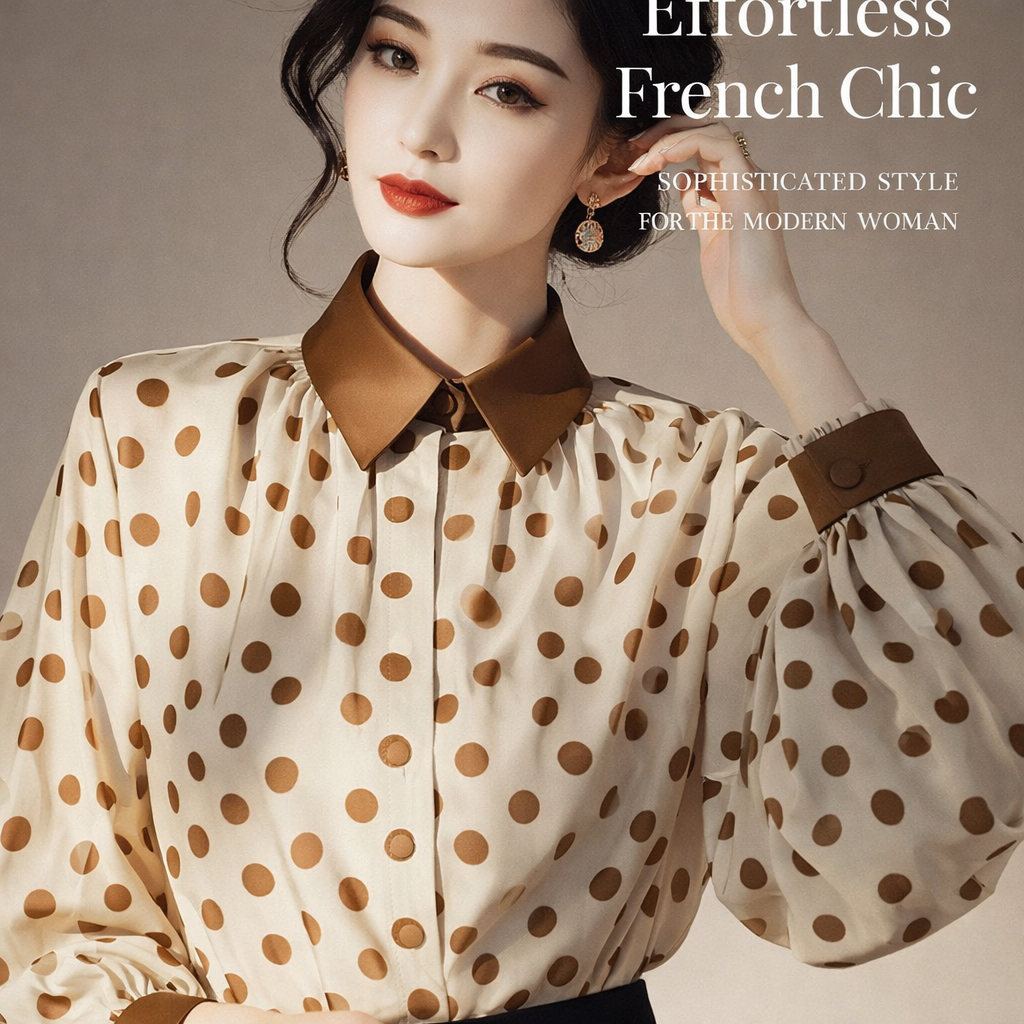 Work Wear Long Sleeve Shirt for Women with Faux Two-Piece Layered Design, Business Casual Button Front Blouse in Sheer Material