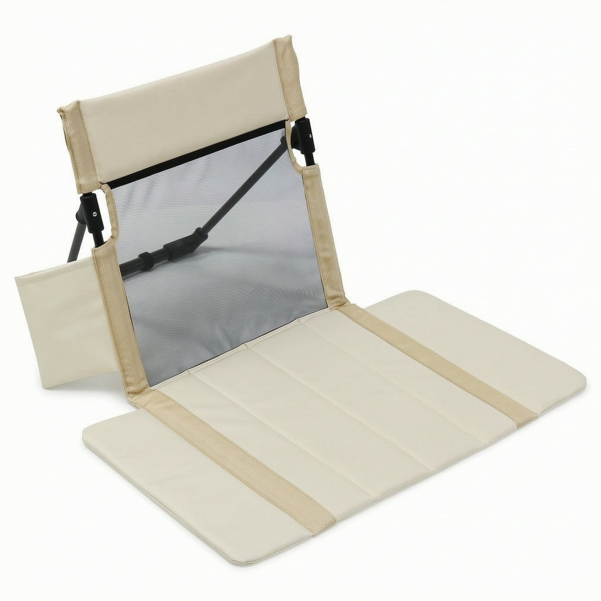 Padded Folding Lounge Chair Breathable Beach Chair with Side Pocket Portable Foldable Lounger Comfortable for Beachgoers, Campers, Camping, Park, Picnic
