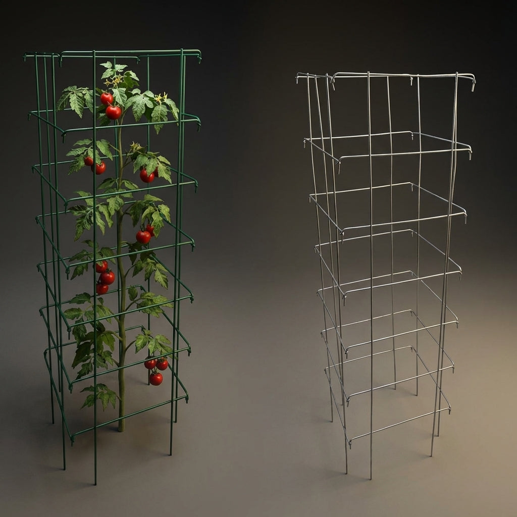 Garden Trellis for Climbing Vines, Reinforced Square Tomato Cage and Plant Supports for Outdoor Plants, Metal Plant Support for Indoor Plants