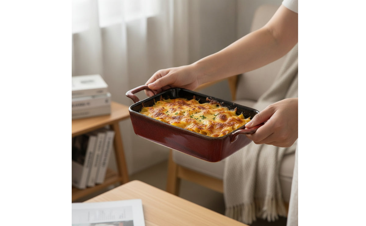 Speckled Baking Dish with Handles Microwave-Safe Ceramic Baking Dish Easy to Clean Bakeware Sturdy for Couples