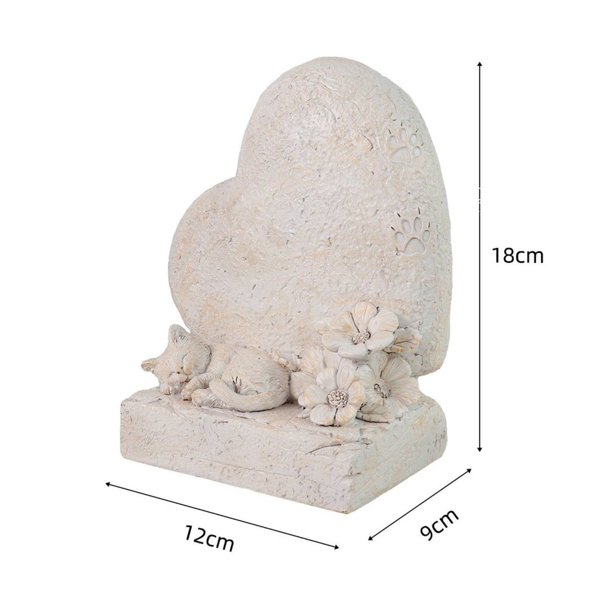 Heart Pet Memorial Stone Handmade Look Kitten Grave Marker Indoor Outdoor Use