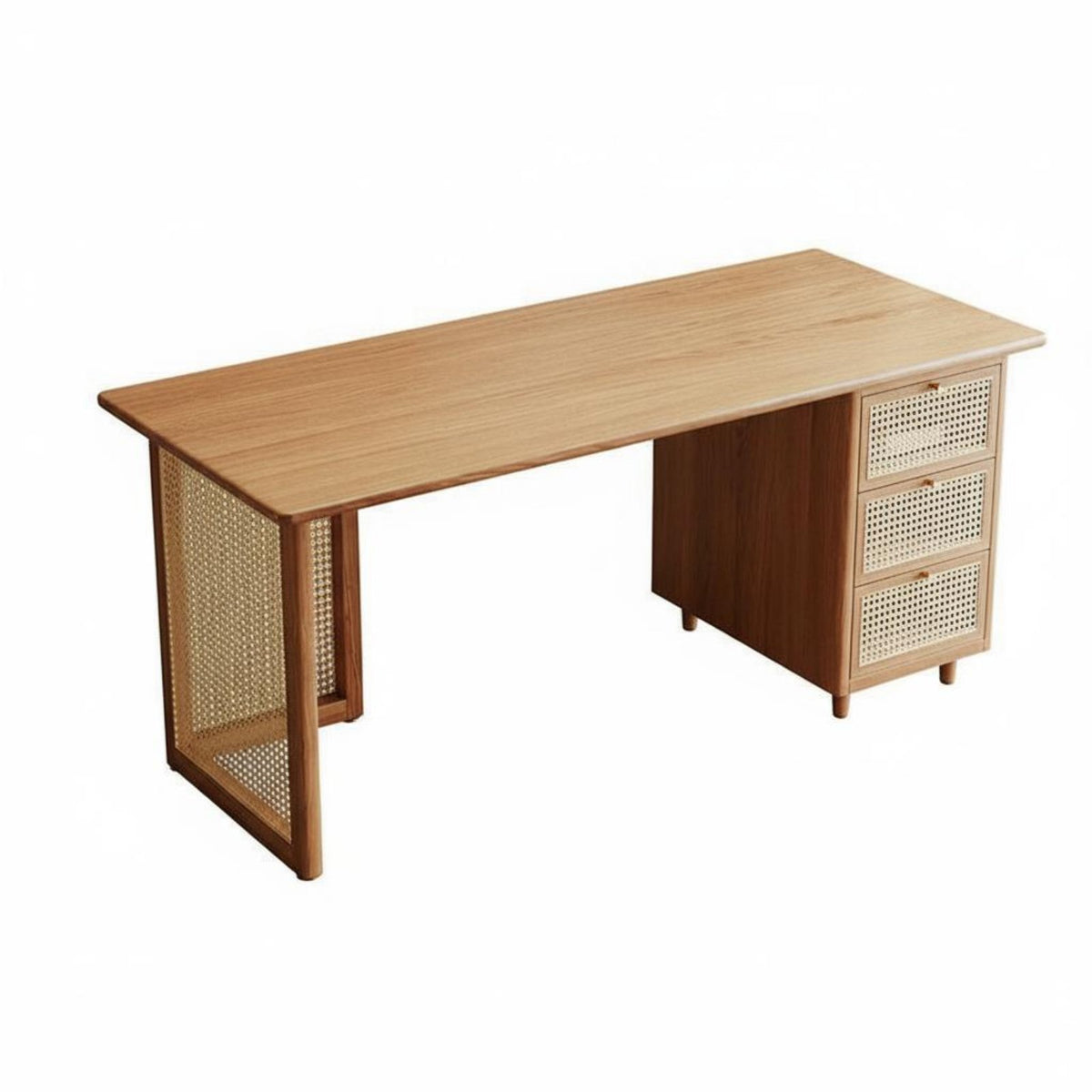 Cane Woven Writing Desk Minimalist Design Wooden Home Office Desk