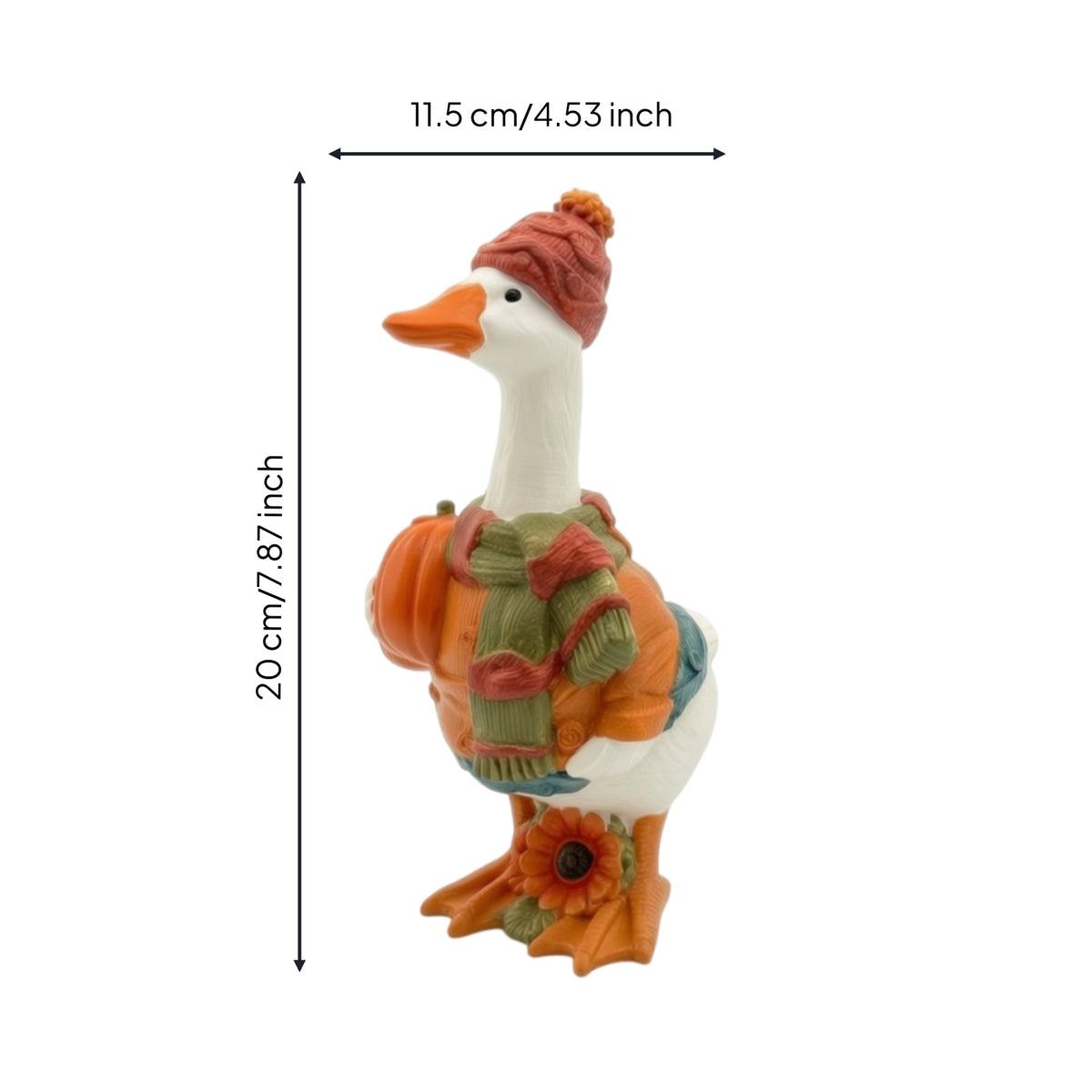 Duck Figurine with Pumpkin Rustic Ornaments Festive Decorations for Mantel