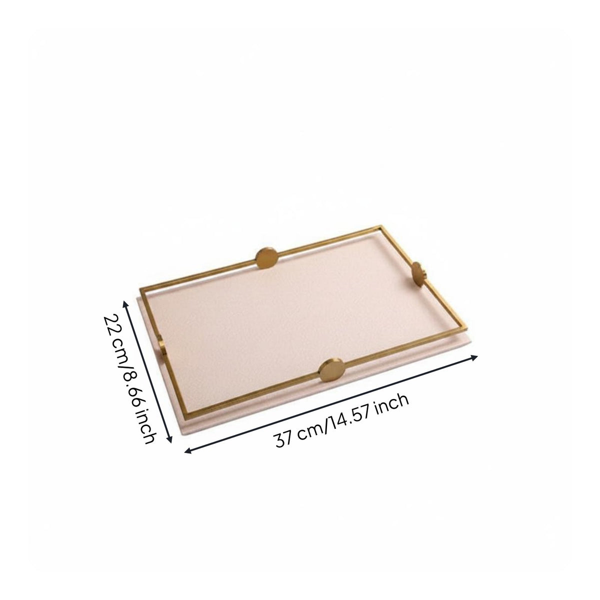 Leather Serving Tray Gold Handles Versatile for Entryway, Bedroom