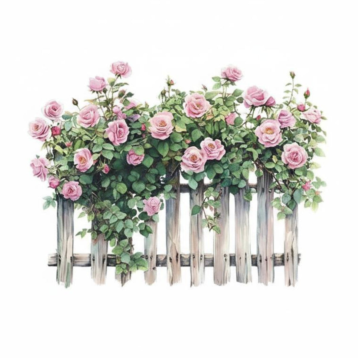 Floral Fence Wall Sticker Self Floral Fence Wall Decal Romantic House Decoration for Hallway, Door, Washroom