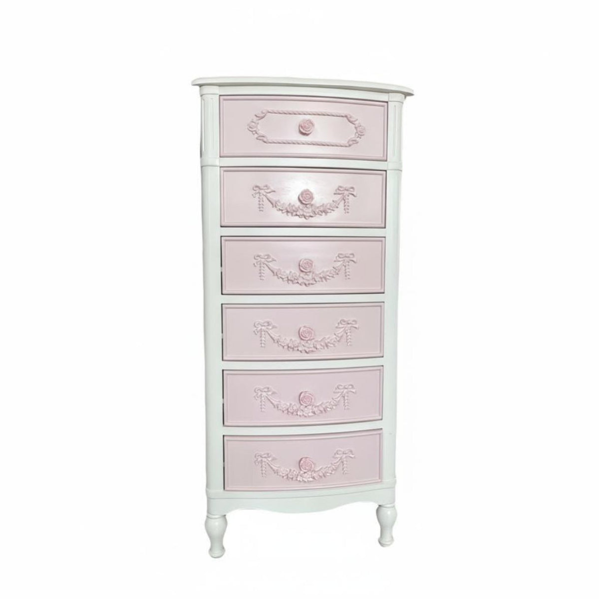 Multi-Color Drawer Nightstand Princess Design Aesthetic Chest of Drawers French Inspired Sturdy Construction for Bedroom