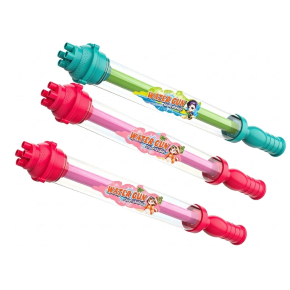 3 Pieces Water toy with Rotatable Nozzle 2-in-1 Pump Action Water Squirter Transparent Toy for Backyard Games, Seaside Fun