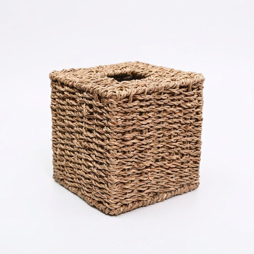 Woven Tissue Box Cover, Modern Minimalist Straw Weaving